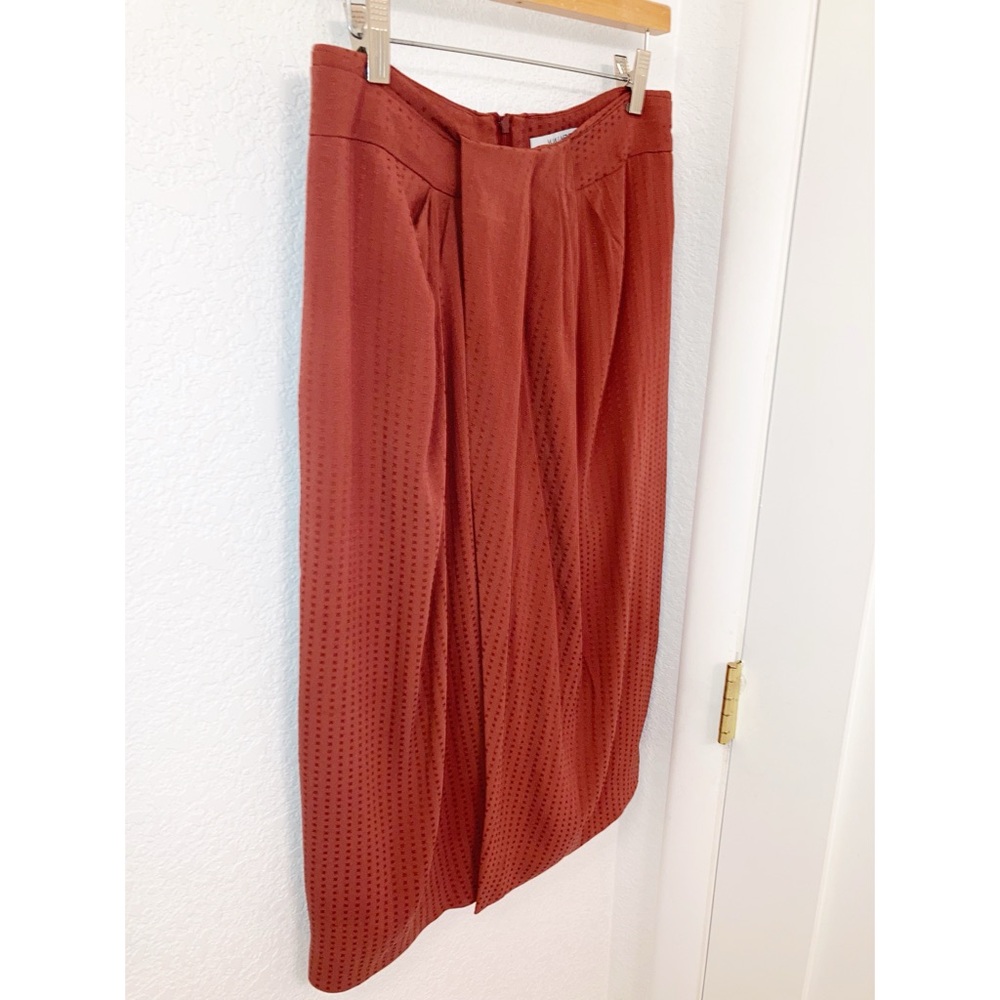 • MM LAFLEUR • The Lenox 2.0 Silk Blend Geometric Draped MIDI Pencil Skirt SZ: 8